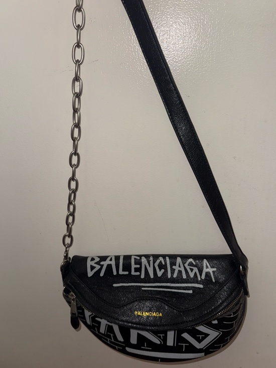 Balenciaga Handbags - Balenciaga Black Leather Graffiti Saddle Crossbody Bag